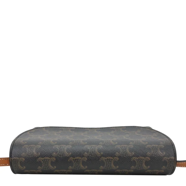 CELINE Triomphe Canvas Wallet On Strap Brown