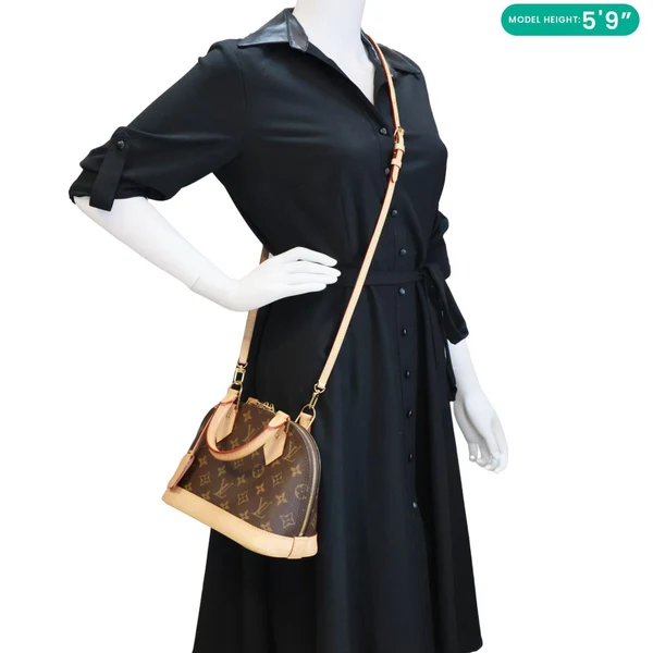 LOUIS VUITTON Alma BB Monogram Canvas Crossbody Bag Brown