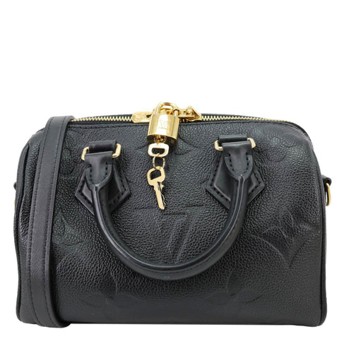 LOUIS VUITTON Speedy 20 Bandouliere Giant Monogram Empreinte Leather Shoulder Bag Black