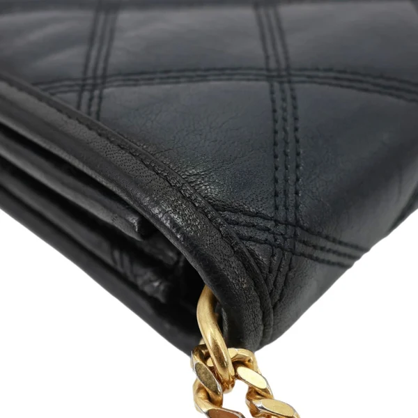 YVES SAINT LAURENT Becky Quilted Leather Crossbody Chain Wallet Black