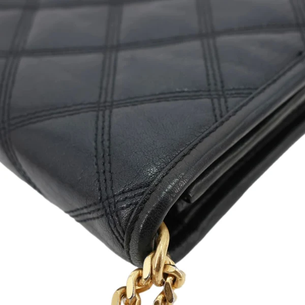 YVES SAINT LAURENT Becky Quilted Leather Crossbody Chain Wallet Black