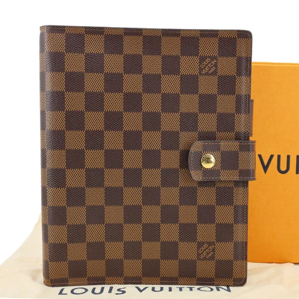 LOUIS VUITTON Ring Agenda Large Damier Ebene Cover Brown