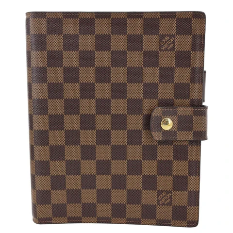 LOUIS VUITTON Ring Agenda Large Damier Ebene Cover Brown
