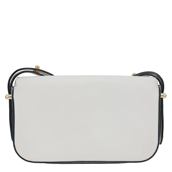 PRADA Metal Triangle Logo Flap Soft Calfskin Leather Shoulder Bag White