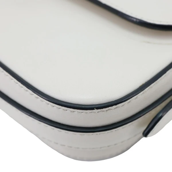 PRADA Metal Triangle Logo Flap Soft Calfskin Leather Shoulder Bag White
