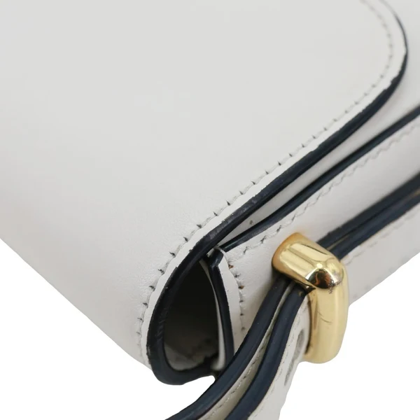 PRADA Metal Triangle Logo Flap Soft Calfskin Leather Shoulder Bag White
