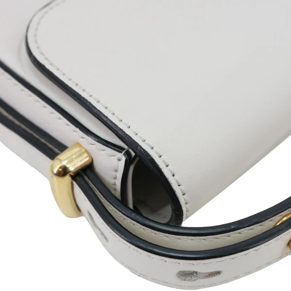 PRADA Metal Triangle Logo Flap Soft Calfskin Leather Shoulder Bag White
