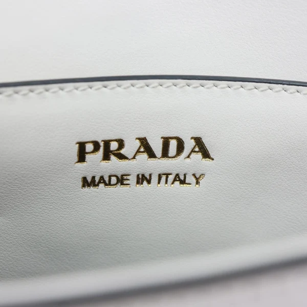 PRADA Metal Triangle Logo Flap Soft Calfskin Leather Shoulder Bag White