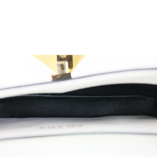 PRADA Metal Triangle Logo Flap Soft Calfskin Leather Shoulder Bag White