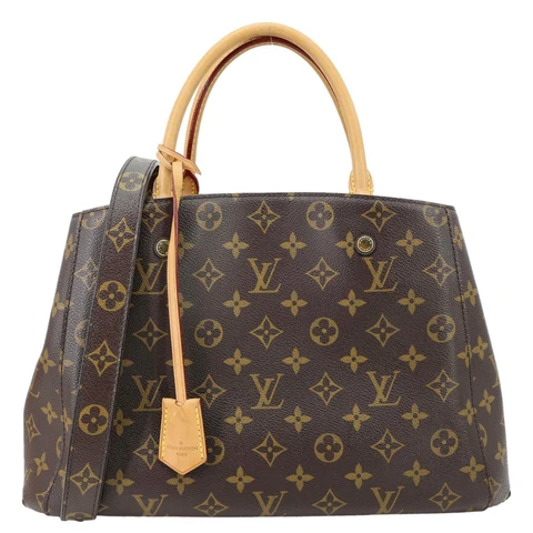 LOUIS VUITTON Montaigne MM Monogram Canvas Shoulder Bag Brown