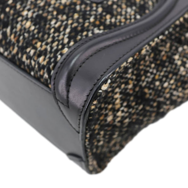 CELINE Nano Luggage Tweed Leather Tote Crossbody Bag Black