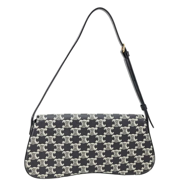 CELINE Lola Medium Triomphe Canvas Shoulder Bag Black