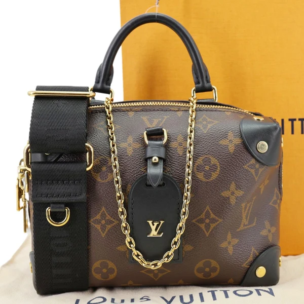 LOUIS VUITTON Petite Malle Souple Monogram Canvas Shoulder Bag Black