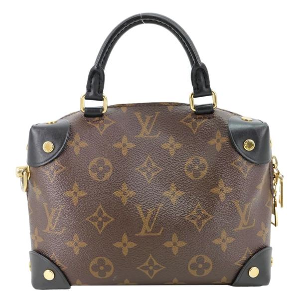 LOUIS VUITTON Petite Malle Souple Monogram Canvas Shoulder Bag Black