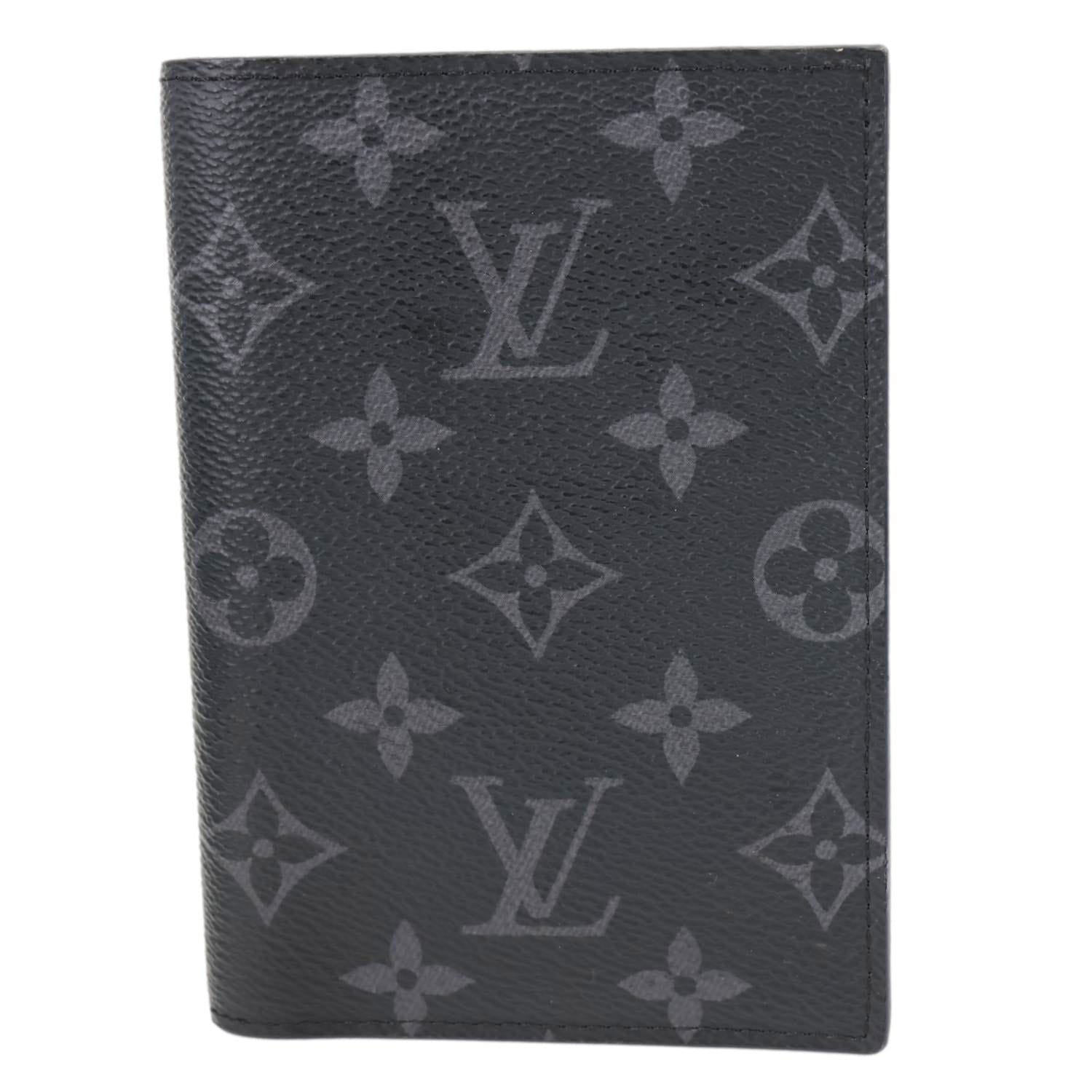 LOUIS VUITTON Monogram Eclipse Canvas Passport Cover Black