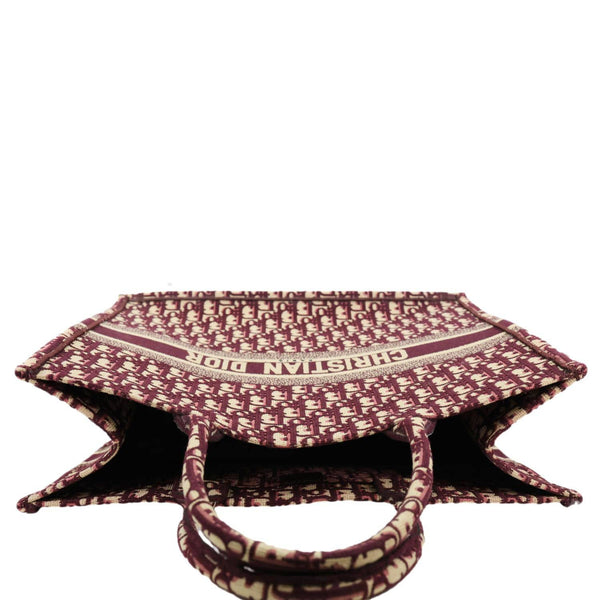 CHRISTIAN DIOR Book Large Oblique Embroidery Canvas Tote Bag Burgundy