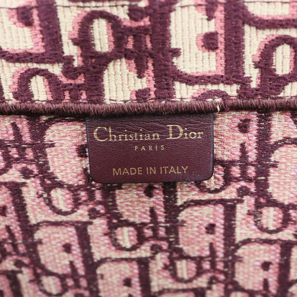CHRISTIAN DIOR Book Large Oblique Embroidery Canvas Tote Bag Burgundy