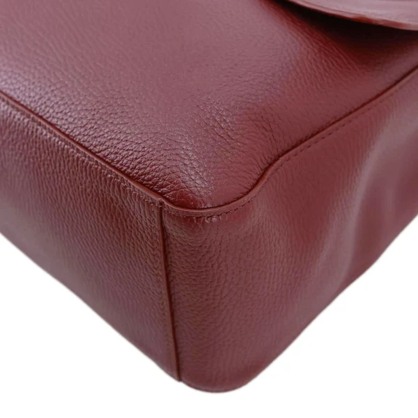 CHANEL Souplissimo Maxi Flap Grained Calfskin Leather Shoulder Bag Burgundy