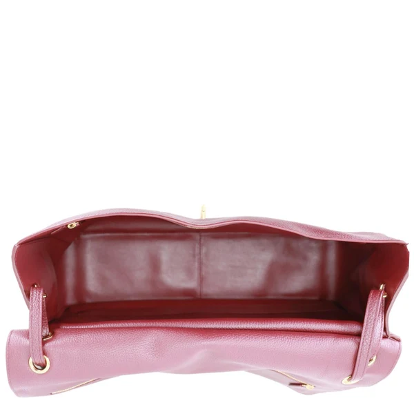 CHANEL Souplissimo Maxi Flap Grained Calfskin Leather Shoulder Bag Burgundy