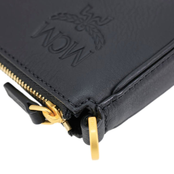 MCM Aren Embossed Maxi Monogram Leather Chain Crossbody Bag Black