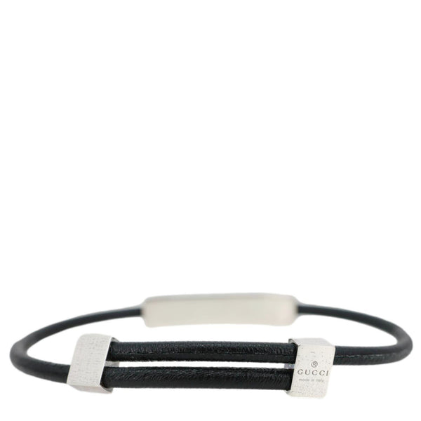 GUCCI Tag Pelle Nera Bracelet Black 774464