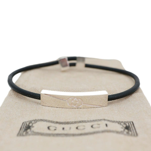 GUCCI Tag Pelle Nera Bracelet Black 774464
