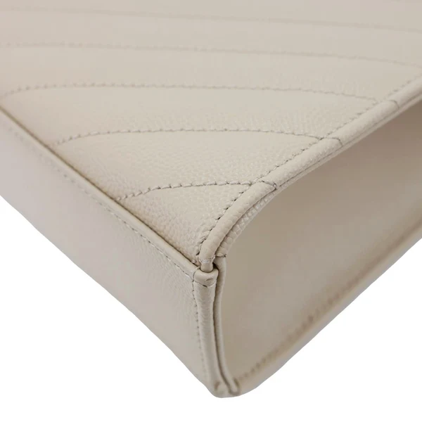 YVES SAINT LAURENT Envelope Large Chevron Grain De Poudre Chain Crossbody Bag Cream