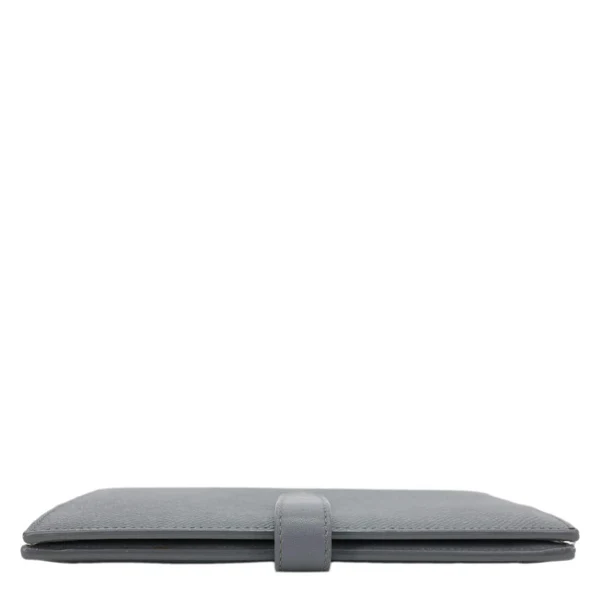 CELINE Strap Large Grained Calfskin Leather Wallet Grey