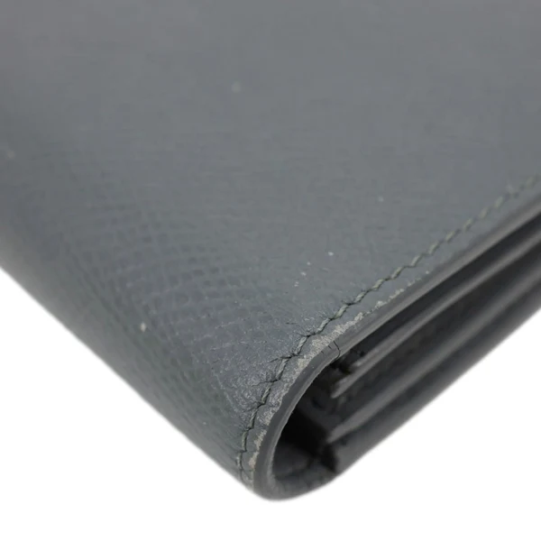 CELINE Strap Large Grained Calfskin Leather Wallet Grey