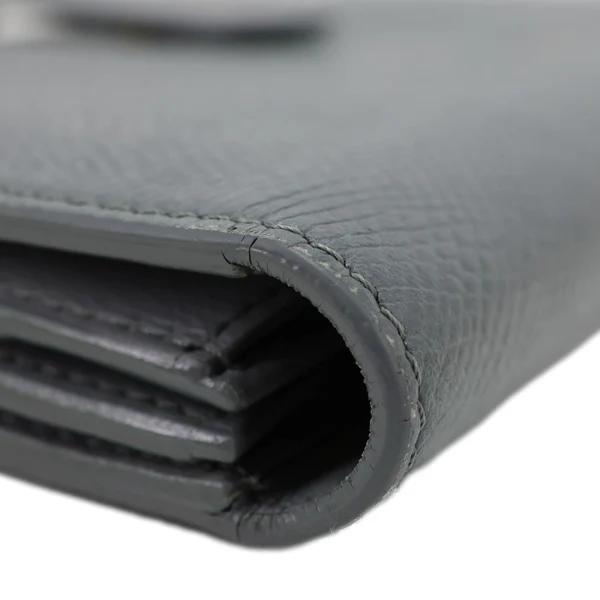 CELINE Strap Large Grained Calfskin Leather Wallet Grey