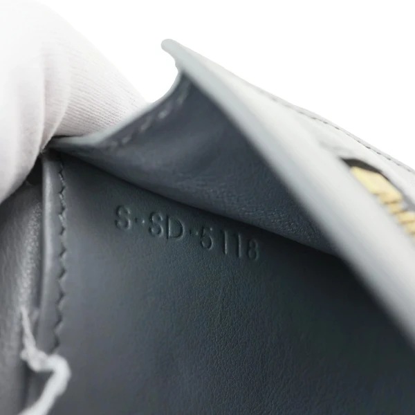 CELINE Strap Large Grained Calfskin Leather Wallet Grey