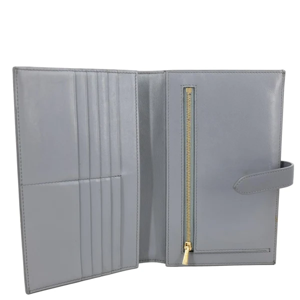 CELINE Strap Large Grained Calfskin Leather Wallet Grey