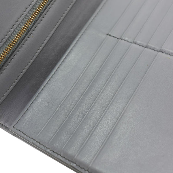 CELINE Strap Large Grained Calfskin Leather Wallet Grey