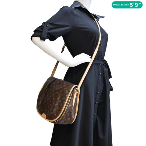 LOUIS VUITTON Menilmontant MM Monogram Canvas Crossbody Bag Brown