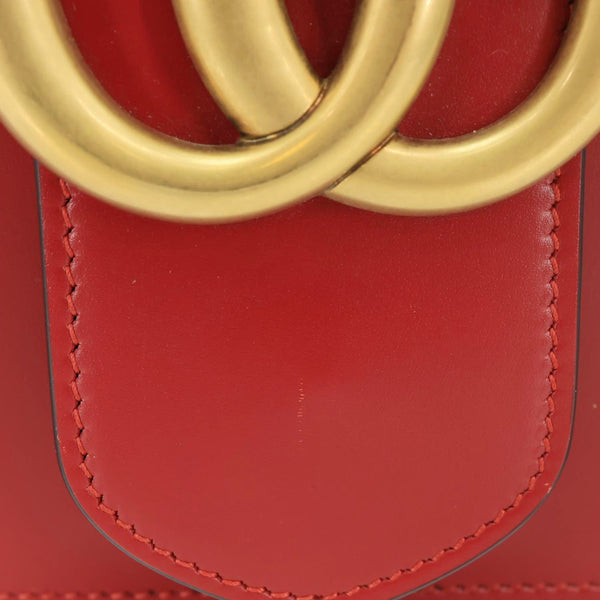 GUCCI GG Marmont Knight Medium Calfskin Leather Chain Shoulder Bag Red 431777