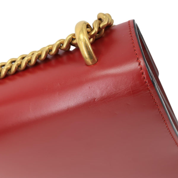 GUCCI GG Marmont Knight Medium Calfskin Leather Chain Shoulder Bag Red 431777