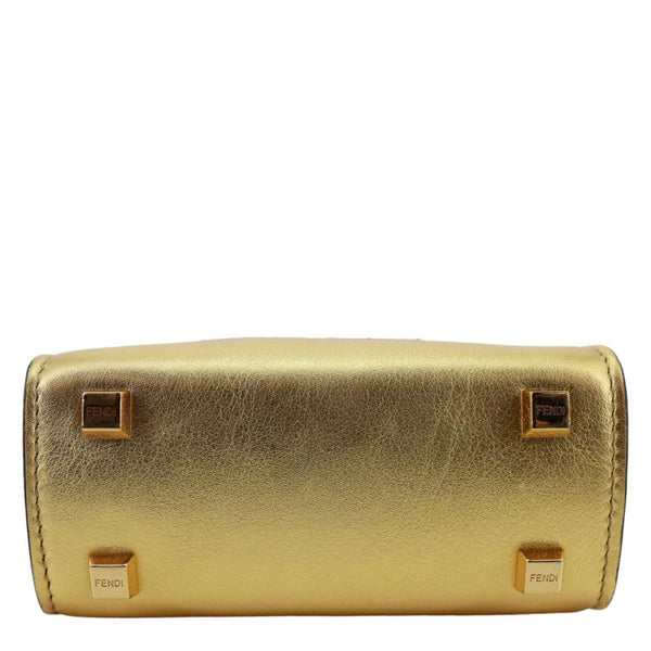 FENDI Sunshine Mini Leather Shopper Tote Bag Gold