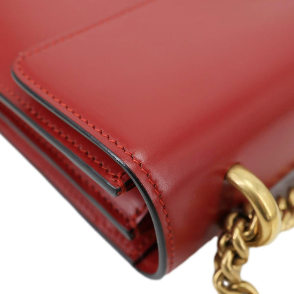 GUCCI GG Marmont Knight Medium Calfskin Leather Chain Shoulder Bag Red 431777