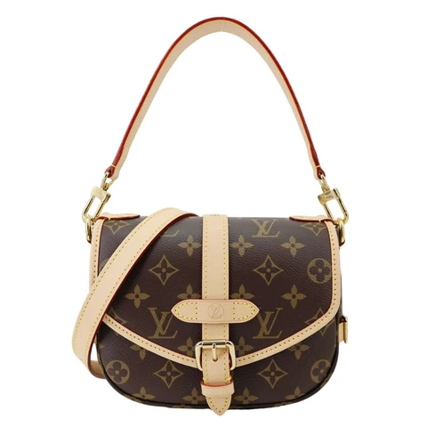 LOUIS VUITTON Saumur BB Monogram Canvas Shoulder Bag Brown