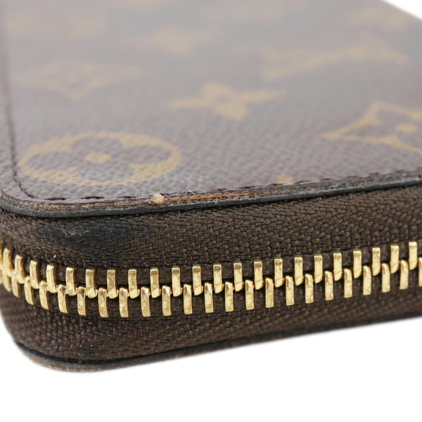 LOUIS VUITTON Clemence Monogram Canvas Zippy Wallet Brown