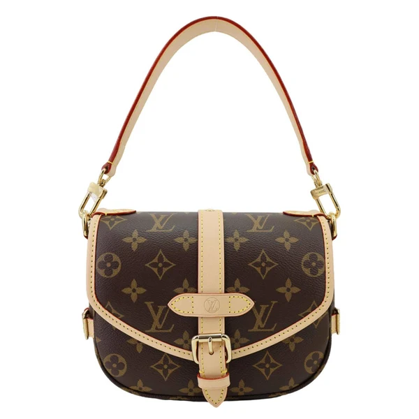 LOUIS VUITTON Saumur BB Monogram Canvas Shoulder Bag Brown
