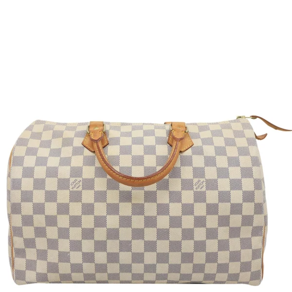 LOUIS VUITTON Speedy 35 Damier Azur Satchel Bag White
