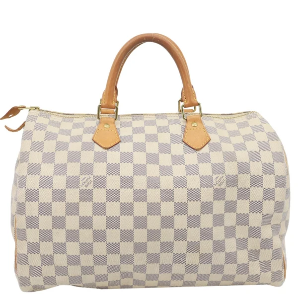 LOUIS VUITTON Speedy 35 Damier Azur Satchel Bag White