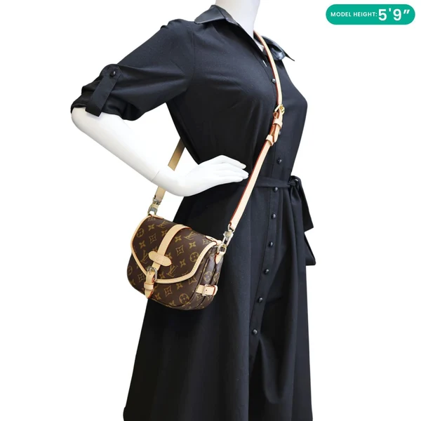 LOUIS VUITTON Saumur BB Monogram Canvas Shoulder Bag Brown