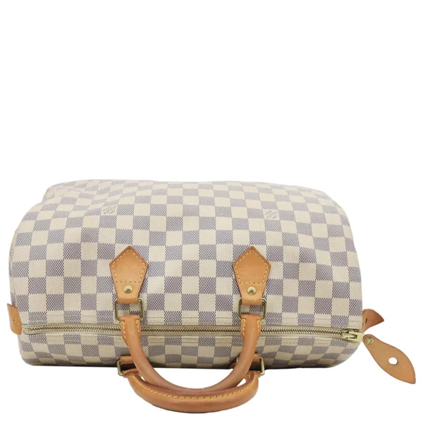 LOUIS VUITTON Speedy 35 Damier Azur Satchel Bag White