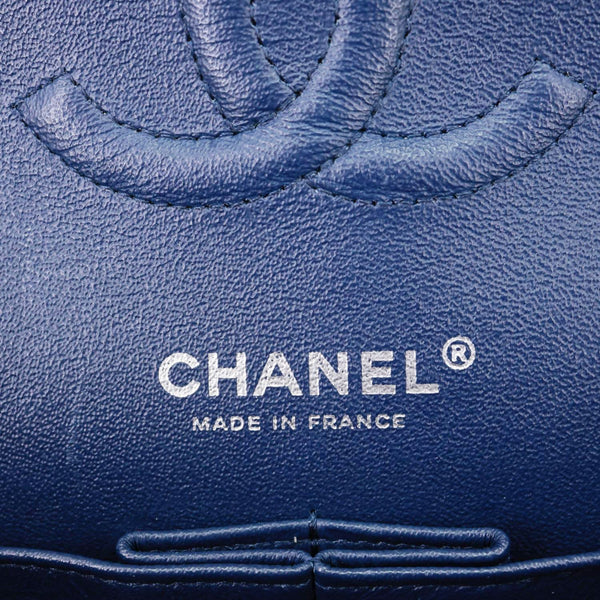 CHANEL Jumbo Classic Double Flap Quilted Lambskin Leather Shoulder Bag Navy Blue
