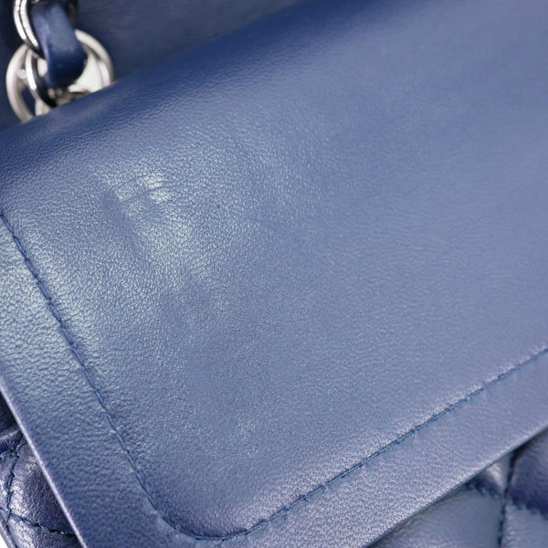 CHANEL Jumbo Classic Double Flap Quilted Lambskin Leather Shoulder Bag Navy Blue