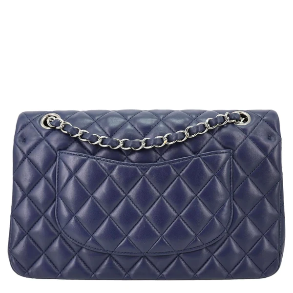 CHANEL Jumbo Classic Double Flap Quilted Lambskin Leather Shoulder Bag Navy Blue