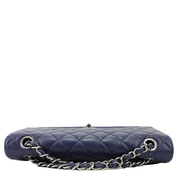 CHANEL Jumbo Classic Double Flap Quilted Lambskin Leather Shoulder Bag Navy Blue