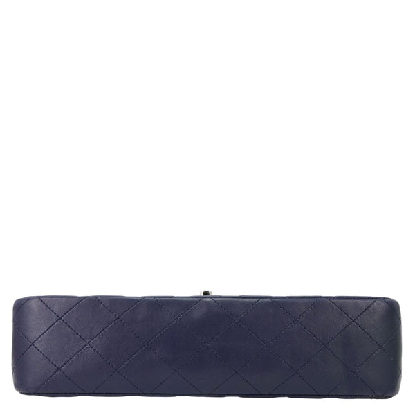 CHANEL Jumbo Classic Double Flap Quilted Lambskin Leather Shoulder Bag Navy Blue